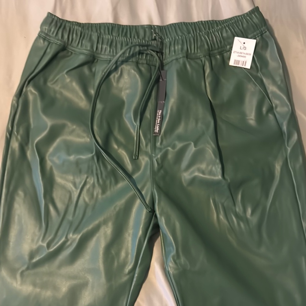 Women’s Green Faux Leather Pants
